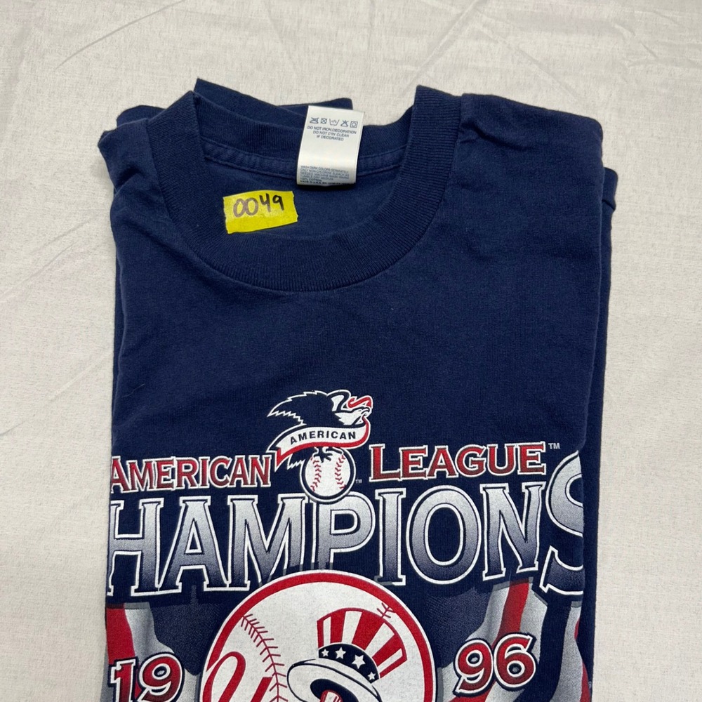 Vintage 1996 New York Yankees American League Champions Shirt XL Navy Artex MLB - Picture 7 of 7